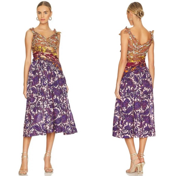 Zimmermann Dresses & Skirts - NWT ZIMMERMANN Tiggy Bow Midi Dress in Spliced Paisley. Size 0/XS